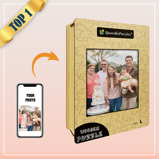 Rompecabezas de madera personalizados con foto de familia feliz