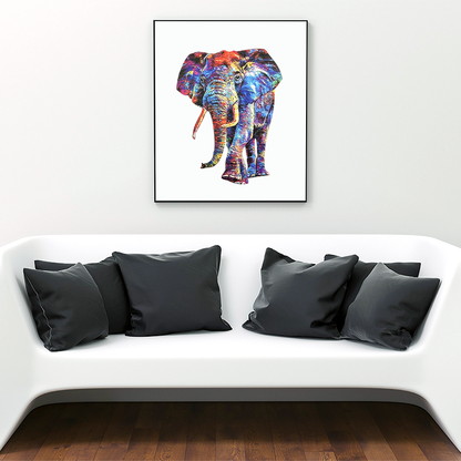 Arte abstracto colorido de animales, elefante