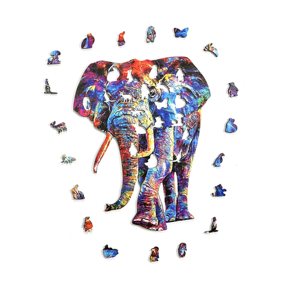 Arte abstracto colorido de animales, elefante