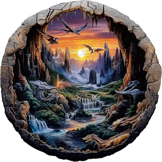 Puzzle 3D de Madera Dragones al Anochecer