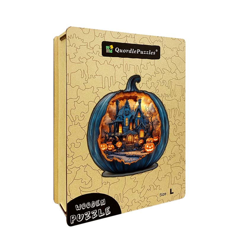 Puzzle 3D de Madera Casa Embrujada con Calabaza